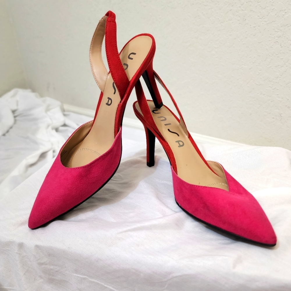 Unisa Fuschia and Red Slip-on Heel